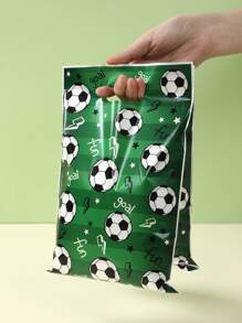 Bolsas de regalo de plástico con temática de fútbol verde para agradecimiento, decoración de fiestas de cumpleaños, baby shower y eventos deportivos, suministros para decoración del hogar, bolsas de regalo con estampado de fútbol verde para fiestas de cumpleaños, graduación y Día de la Madre