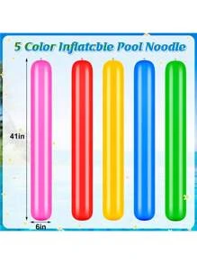 5-teiliges Set - Aufblasbarer Pool-Stab 41,5 * 6 Zoll (ca. 104,9 cm) aufblasbare Pool-Nudeln, farbiges PVC, Outdoor-Wasserspiel-Schwimmhilfe/Trainingsausrüstung, geeignet für See, Schwimmbad, Strandparty Dekoration/geeignet für Erwachsene Damen und Herren im Sommer, Outdoor-Schwimmen, Strandparty