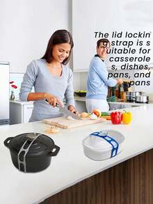 1/3 Pcs Adjustable Silicone Stretch Lid, Reusable Waterproof Sealing Band, Non-Slip Kitchen Cover Strap Fits Pot, Crockpot Lid, Suitable For Various Pot Sizes, Great For Home Use - Multicolor - View 9