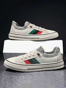 حذاء رياضي كاجوال كوري الطراز جديد للرجال ، أبيض مسطح متنفس عصري لركوب السكيت ،متعدد الاستخدامات - البيج - مشاهدة 1