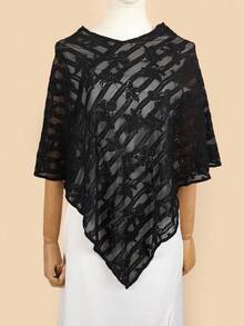 1pc Paisley Pattern Bohemian Elegant Casual Polyester Breathable Open Knit Lace Poncho, Spring & Autumn - Multicolor - View 8