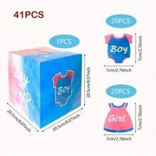 41pcs Gender Reveal Voting Box, Gender Reveal Party Supplies, Surprise Box, Gender Reveal Cards, Voting Box