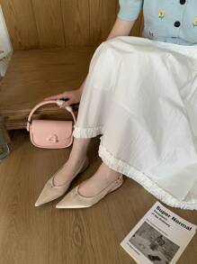 1 Paar elegante einfarbige modische süße Schleifensandalen aus Stoff, geeignet für Party, Hochzeit, Büro, Frühling/Sommer