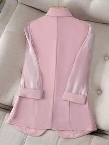 女士春秋休闲通勤单扣欧根纱拼接 3/4 袖西装外套