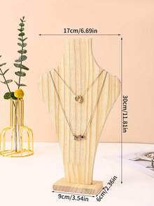 1pc Wooden Necklace Display Stand, Jewelry Bust Neck Model, Showcases Counter Prop - Multicolor - View 12