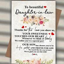 1pc "Beautiful Daughter-In-Law" Heartfelt Birthday Greeting Card With Envelope (12x17cm), Personalized Paper Card For Family, Friends, Unisex, Small Business Supplies, Thank You Note, Birthday Decor, Textual Card For Anyone