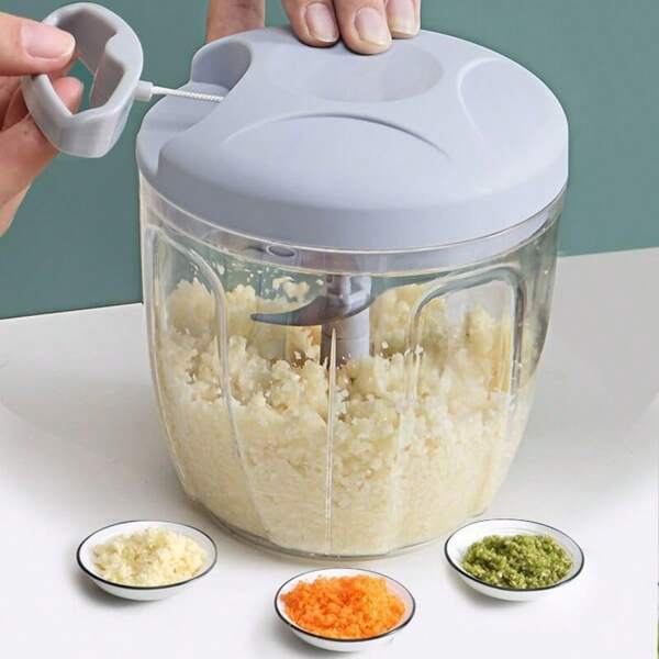 Manual Hand Pull String Food Chopper - ABS Material Garlic Mincer And Vegetable Processor, No Electricity Needed, For Onions, Meat, Peppers, Carrots, Fruits, Nuts, Herbs