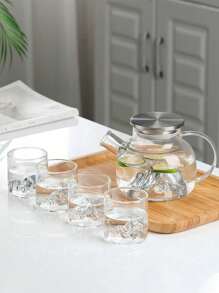 1 Set 2025 Heat Resistant Glass Teapot Set, 1 Teapot And 4 Teacups, Household Tea Set, Office Tea Kettle Back To School