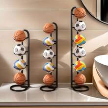 Conjunto de suporte para bolas de metal de fácil montagem, suporte para bolas de basquete multicamadas com base redonda grande - Suporte para bolas esportivas de metal resistente para basquete, futebol e vôlei - disponível em vários tamanhos - Multicolorido - Ver 11