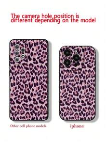 Funda para phone (1 unidad) con estampado de guepardo, carey, perforada, con bordes rectos, estampado de leopardo, negra, calada, anticaídas. Compatible con phone. - Multicolor 3 - Ver 6