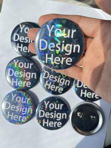 1/3/5/10/30/50/100个，定制徽章，可个性化印刷任何文字、照片或图像，适用于促销、工作、生日、圣诞礼物，定制纪念徽章，个性化纪念徽章，毕业徽章，定制文字生日徽章 - 彩色 - 查看 8