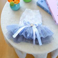 Dog Princess Dress Bow Puppy Girl Tulle Dress Pet Summer Clothes For Wedding Party