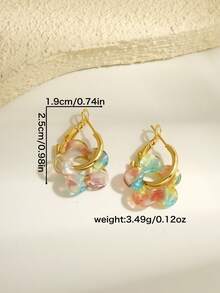 1 par de pendientes de acrílico con colgante de cinco pétalos estilo cute y elegante, adecuados para mujer, perfectos para citas, fiestas, regalos, con elementos de trébol - Color claro - Ver 6