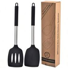 1pc Solid Silicone Spatula, Non-Stick Insert Type Heat Resistant Kitchen Tool, Suitable For Fish, Eggs, Pancakes