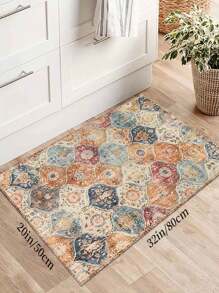 1pc Best-Seller [5mm Thickness] Boho Style Printed Kitchen Mat, Living Room Rug, Bedroom Carpet - 100% Polyester Fiber, Stain Resistant, Anti-Slip Bottom, Machine Washable - Suitable For Indoor And Outdoor Area, Kitchen, Home Decor, Room Decor, Bedroom, Laundry Room - All Season Use.