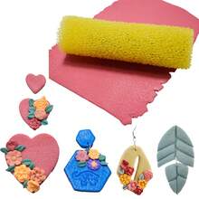 2支装可重复使用的粘土纹理擀面杖，粗糙哑光表面，适用于聚合物粘土首饰DIY，不粘且易于使用，可打造砂岩和做旧效果 - 黃色 - 查看 11