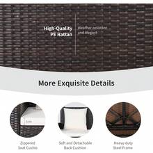 2025-NEW RELAX4LIFE Outdoor 2-Seater Swing Set, Rattan Swing Bench And Metal Frame  Cushions, Hanging Loveat For Patio Garden(Swing Chair  Black Cushions)Swing Chair  White CushionsWhiteBlack - Bildfarbe - View 3