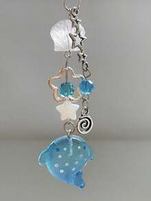 Cute Simulation Marine Shark Mobile Phone Chain Handcrafted Beaded Keyring Accessory Fish Charm Aesthetic Y2k Unique - Blue - View 7