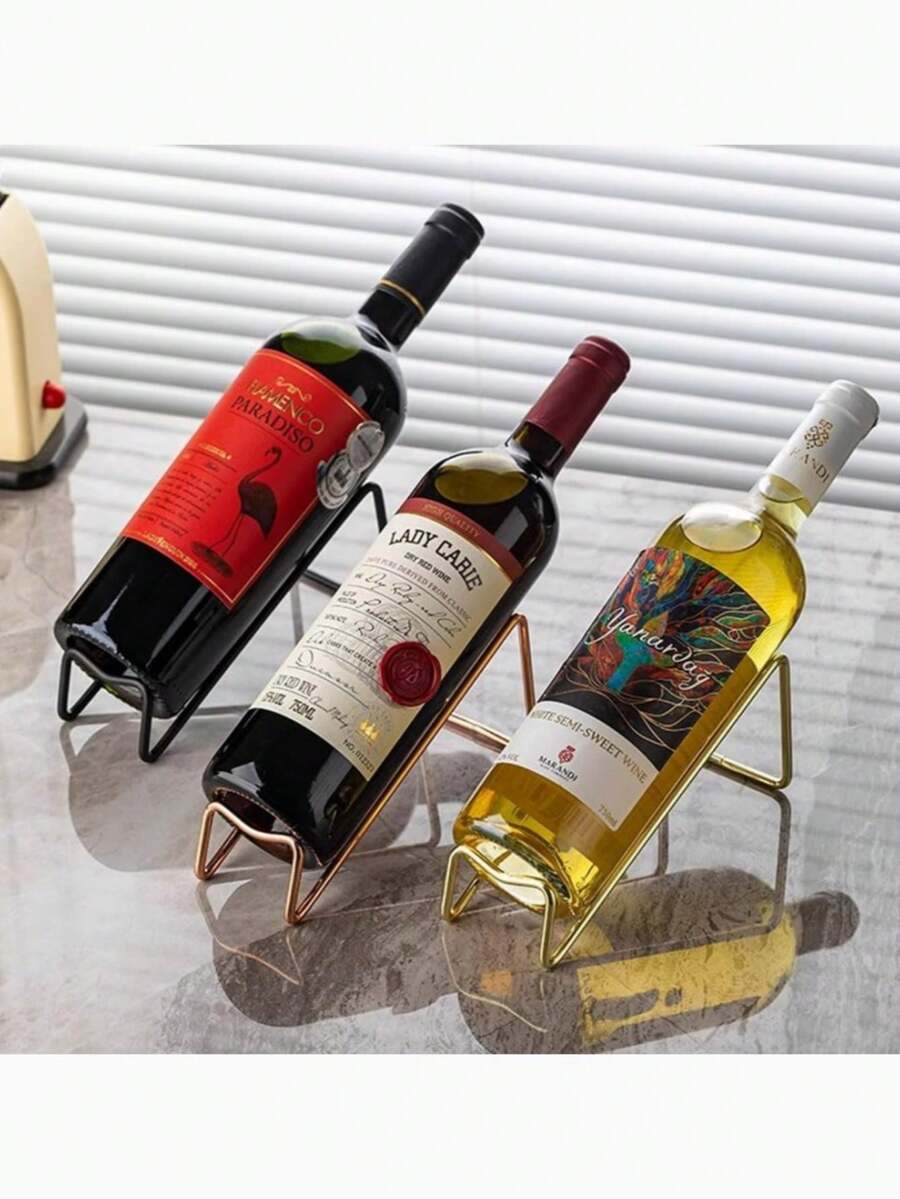 2个金属酒瓶架，简约酒架，葡萄酒收纳架，酒瓶整理架，可放置葡萄酒瓶，完美酒架，桌面葡萄酒展示架，厨房家居装饰礼品，适用于橱柜、酒庄、酒吧、酒窖和食品储藏室