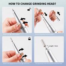 45,000转/分钟 USB-C 充电式美甲磨甲器 - 三种颜色可选，包含桌面支架和6个磨头，无线调速，静音便携，适合美甲沙龙/家庭DIY