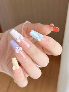 30PCS Ice Transparent Bow Nail Accessories Macaron 3D Mixed Tie Ribbon Resin Nail Accessories - Multicolor - View 6
