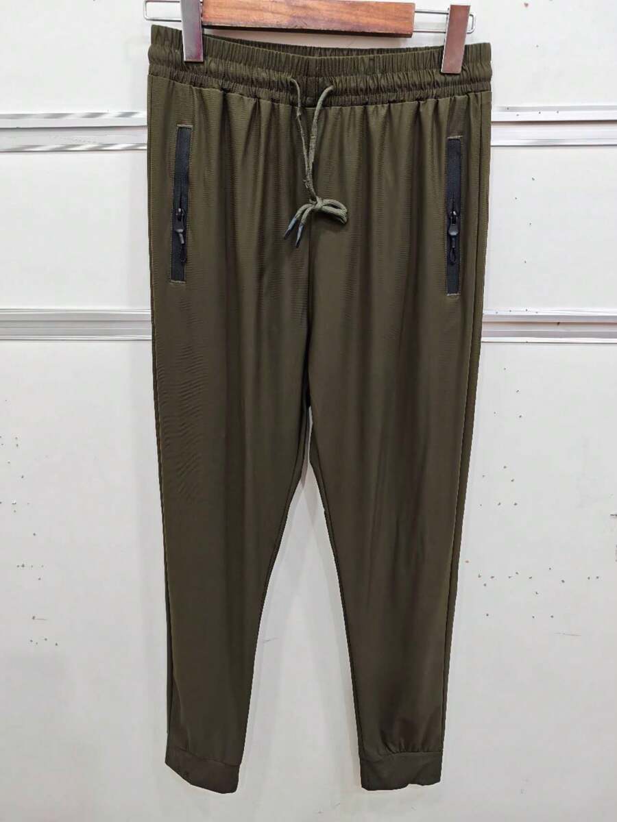 Seller Recommendation/Imported Quick-Drying Fabric/Quick-Drying Pants/Zipper Pocket/Metal Waist/Sports/Leisure - xanh quân đội - Xem 1