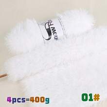 1 套(共 400 克)人造毛皮纱线,粗针织纱线,适用于外套、睡衣、围巾、帽子、披肩、背心,1 件 = 4 球 = 400 克 - 彩色 - 查看 18