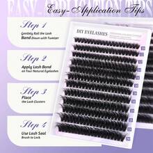 MEM 12 Rows/240pcs 80D Fluffy Lash Cluster Set, Thick Cluster Eyelash Extensions, Individual Lashes, Faux Mink Lash Clusters, D Curl 10mm-20mm Eyelash Extensions, Voluminous Lash Extensions - D - 查看 7