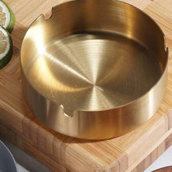 1pc Portable Stainless Steel Cigarette Ashtray - 8cm/3.15inch Round Tabletop Ash Tray For Smokers - Fly Ash Proof Home Decor
