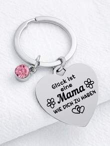 1个母亲节礼物水钻不锈钢钥匙扣 - 銀 - 查看 1