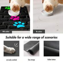 1pc Paw Print Pad, Dog & Cat Small Animal Feeding Mat, Durable Non-Slip, Water Absorbent & Stain-Resistant, Ideal For Cats - Pet Food &Water Bowl Placemat For Home Decor, Kitchen Floor Mats, Pet Accessories, Ideal For Pets - Multicolor - View 7