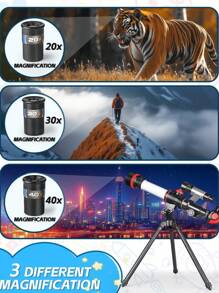 Binoculares profesionales portátiles de alta definición, telescopio astronómico con trípode de 20X 30X 40X de aumento para niños, niños, estudiantes - telescopio para observar estrellas en la playa, juguete para principiantes en astronomía, montaje de telescopios de viaje, juguetes para exteriores, útiles escolares, juegos educativos, regalos de cumpleaños, regalos para maestros, regalos de graduación