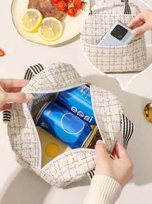 1pc Lunch Bag, Portable Insulated Lunch Box Tote Bag With Cute Bear Pattern, Suitable For Work And School, Waterproof And Lightweight, Keeps Food Fresh And Warm