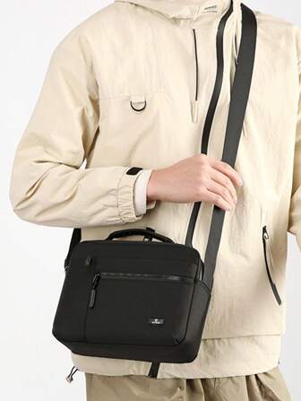 Geantă de mână ușoară pătrată cu mai multe buzunare, cu curea de umăr reglabilă, geantă versatilă de tip crossbody