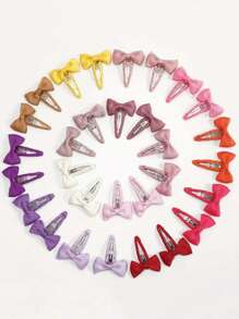 30pcs Snap Hair Clips With Bows Boutique Grosgrain Ribbon 1.8 Inch Hair Bows No Slip Hair Barrettes For Little Girls
