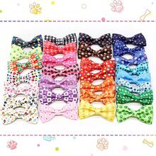 5/10pcs Movable Pet Dog Bow Tie Collar, Paw Print Cat Necktie With Elastic Bands, Pet Grooming Accessories For Small Dogs, Assorted Styles - Multicolor - View 2