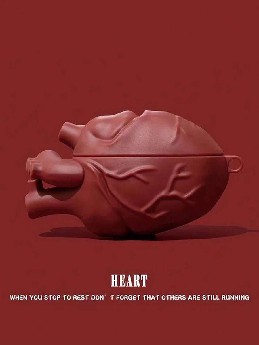 Beating Heart 蓝牙耳机保护套，兼容苹果耳机 1/2/3/4/Pro/Pro2(Nd)/Pro(3rd)，防震蓝牙耳机保护套 - 深紅色 - 查看 1