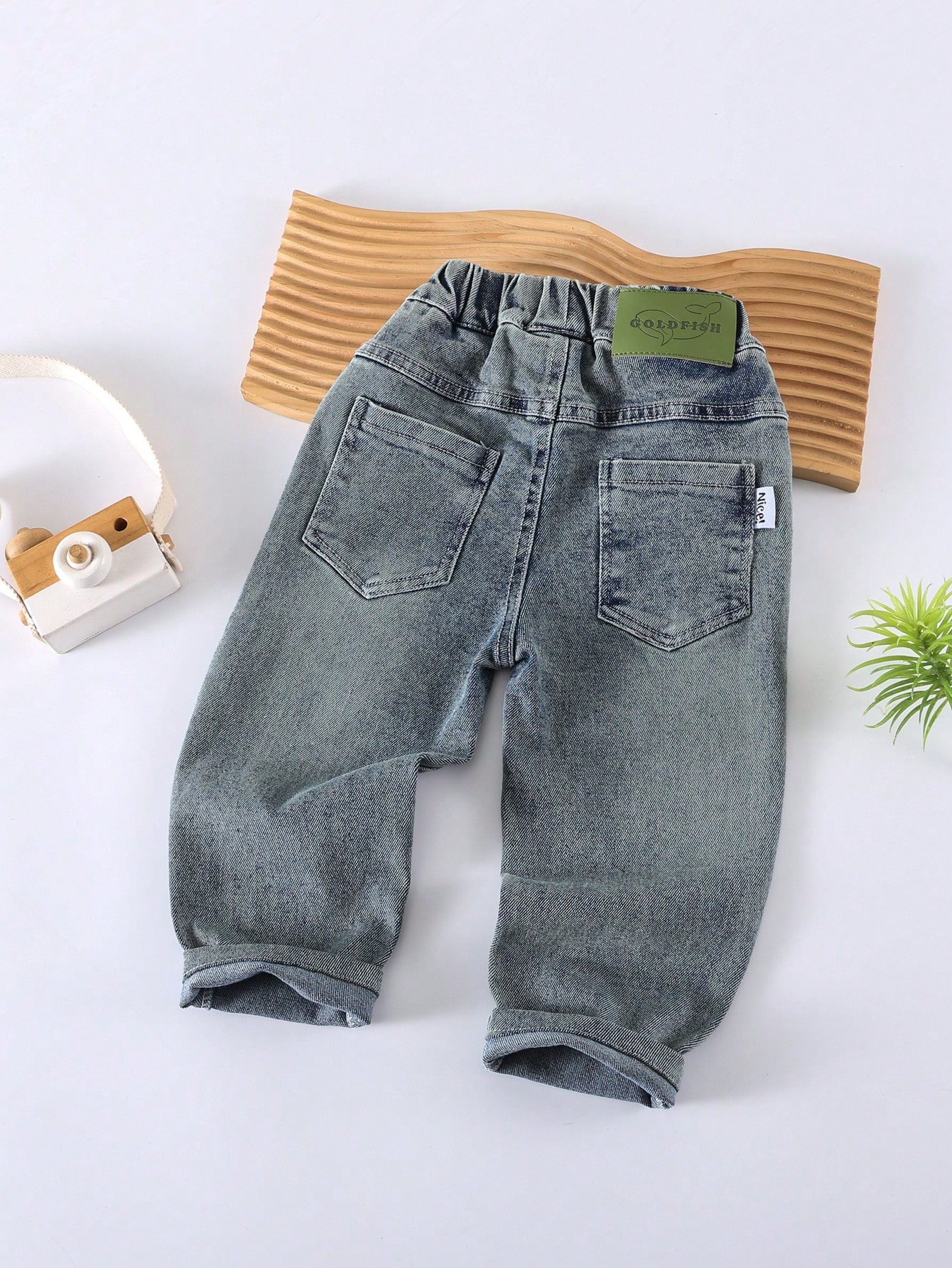 بنطال جينز كاجوال للأولاد مع جيوب، مناسب لجميع الم...