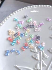30PCS Ice Transparent Bow Nail Accessories Macaron 3D Mixed Tie Ribbon Resin Nail Accessories - Multicolor - View 2