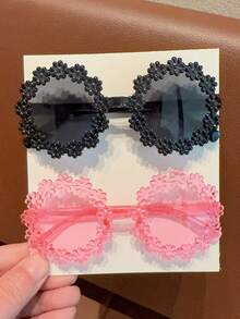 2/4Pcs 2026 Girls Cute Newest Gradient Double Splicing Flower Kids Children Baby Fashion Classics Round Glasses Eyewear,Card Only Show,Don't Shipping - Multicolor - View 9