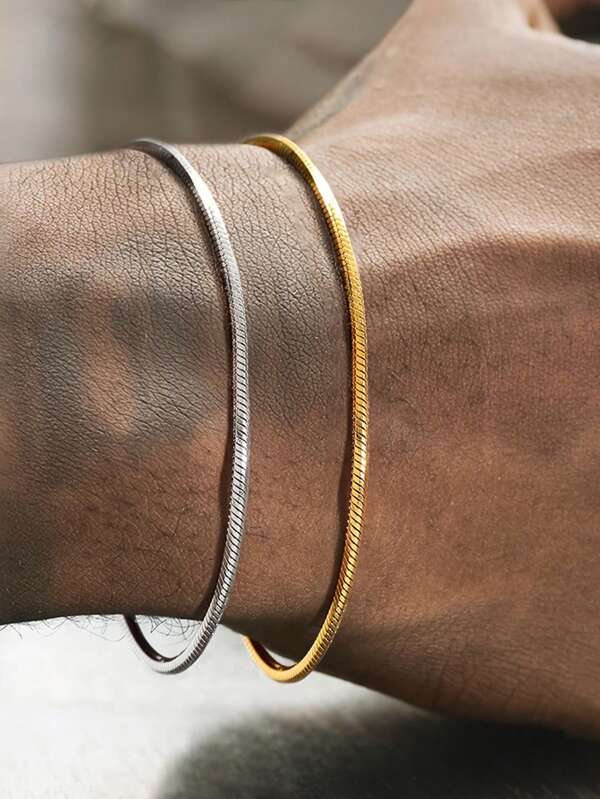 Silberfarbenes Edelstahl-Armband für Herren im minimalistischen Hip-Hop Punk Stil, modisches Paar-Armband, perfekt für Partys und als modisches Schmuckgeschenk