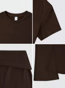 NcmRyu Damen Rundhals Figurformender Taillierter Weiter Ärmel & Hose Sport Anzug Set