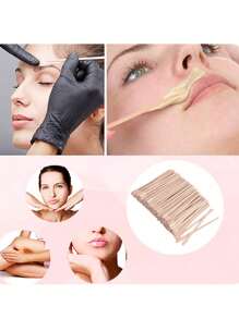 100 palitos de cera de madera - Palitos pequeños para depilación corporal de cejas, labios y nariz, utilizados para la depilación y el suavizado de la piel, hidroterápia profesional y uso doméstico, artículos de viaje de salón de belleza, productos y accesorios para el cabello