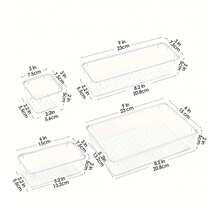 4pcs/8pcs/13pcs/25pcs/44pcs PET Transparent Desktop Storage Box, Multi-Function Drawer Organizer Box For Kitchen/Cosmetics/Misc, Combo Set - Clear - View 3