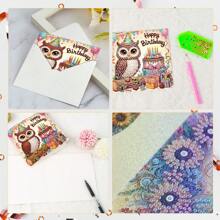 6 Packs 5D DIY Diamond Painting Greeting Cards, Owl, Hedgehog & Bear Designs, Handmade Diamond Art Greeting Card Kits Craft Kit With Asymmetrical Shaped Diamonds, Creative Gift For Christmas, Thanksgiving & Special Occasions