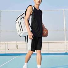 XTEP Conjunto de traje de baloncesto para hombres, nuevo conjunto deportivo de verano para competición de baloncesto para hombres, conjunto holgado para hombres 879229820246 - negro - Ver 8