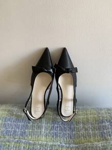 1 Paar elegante Einfarbige Schleifenballerinas aus Kunstleder, modischer Grundstil für Büro, Party, Hochzeit, Urlaub, Frühling/Sommer