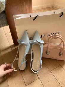 1 Paar einfarbige elegante Party Feiertags Basic Fee Hochzeit Büro Pendler Geschäft sexy Schleife PU Leder Flache Sandalen, Frühling/Sommer