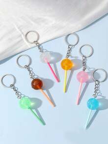 1pc/4pcs Transparent Resin Candy Keychains, Glow-In-The-Dark Lollipop Design, Cute Girl Style, Fashionable Creative Small Gift - Multicolor - View 11