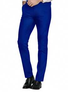 3pcs Men Business Suit Set, Including Jacket, Vest And Trousers, Slim Fit Stretchy Solid Color Work Formal Wear - Royal Blue - View 3